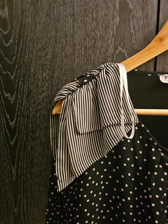 Puantiye Desenli Uzun Gri elbise - Görsel 2