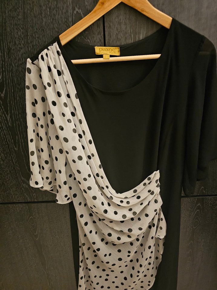 Puantiye Desenli Siyah elbise - Görsel 2