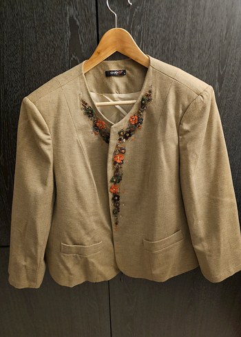 Nakışlı Bej Kadın Blazer Ceket