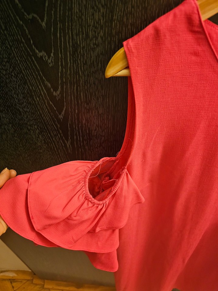 pembe Fırfırlı Mini Elbise - Görsel 3