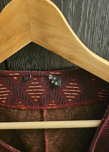 Bordo Bohem Midi Örgü Ceket - Görsel 2