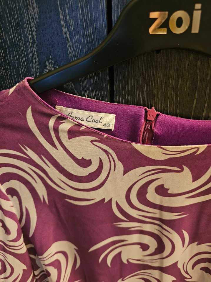 Mor Renkli Uzun Kollu Fırfırlı Kadın Tunik - Görsel 2