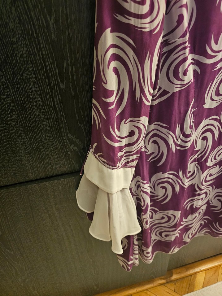 Mor Renkli Uzun Kollu Fırfırlı Kadın Tunik - Görsel 3