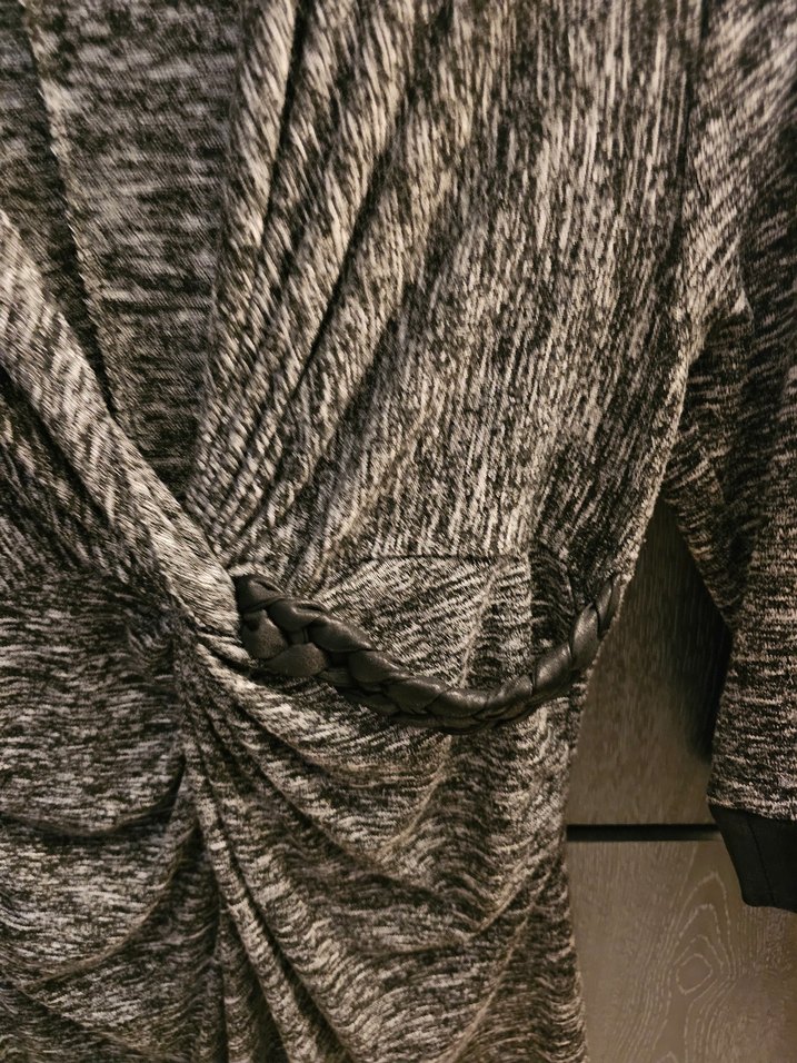 Gri V Yaka Kadın Triko Elbise - Görsel 3