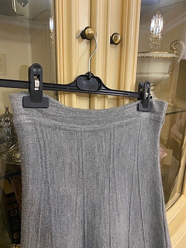 Zara Gri Çizgili Triko Etek
