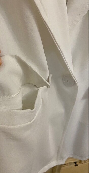 s Beden Beyaz Düğmeli Blazer Ceket