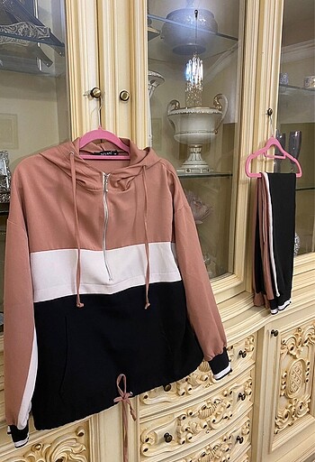 Zara Model Pembe Siyahlı İkili Eşofman Takımı