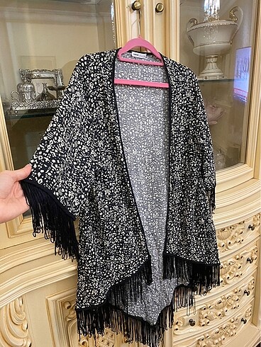 xl Beden Koton Kenarları Püsküllü Kimono