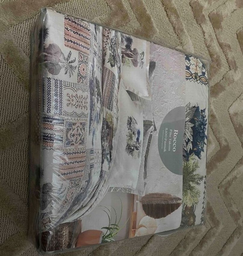 Etnik Desenli Pastel Renkli %100 Pamuk Pike Takımı - Görsel 4