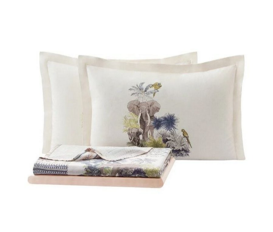 Etnik Desenli Pastel Renkli %100 Pamuk Pike Takımı - Görsel 3