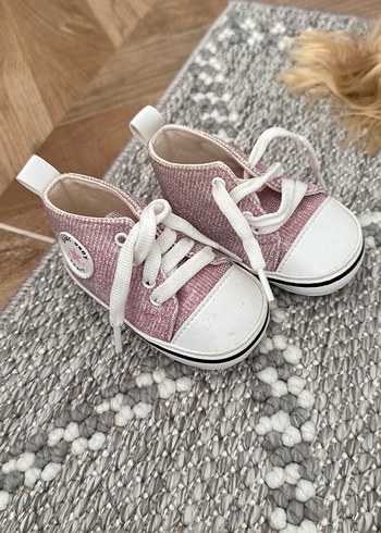 Pembe Örgü Kumaş Kız Bebek İlk Adım Ayakkabısı - Görsel 4