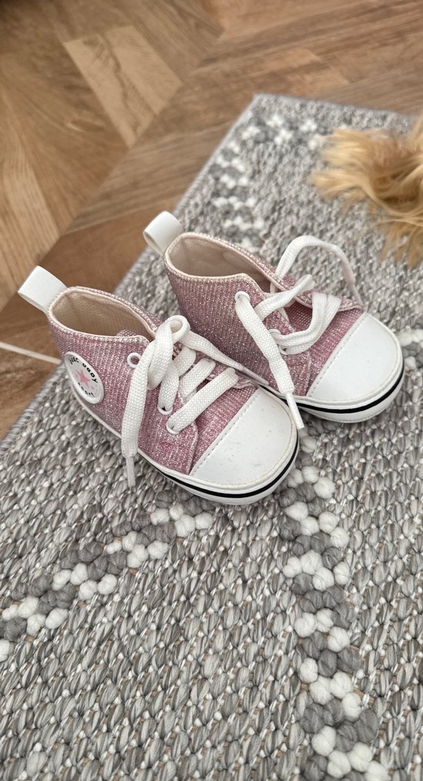 Pembe Örgü Kumaş Kız Bebek İlk Adım Ayakkabısı - Görsel 4
