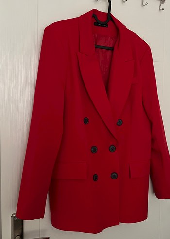 42 Beden kırmızı Renk Klasik Kırmızı Düğmeli Kadın Blazer
