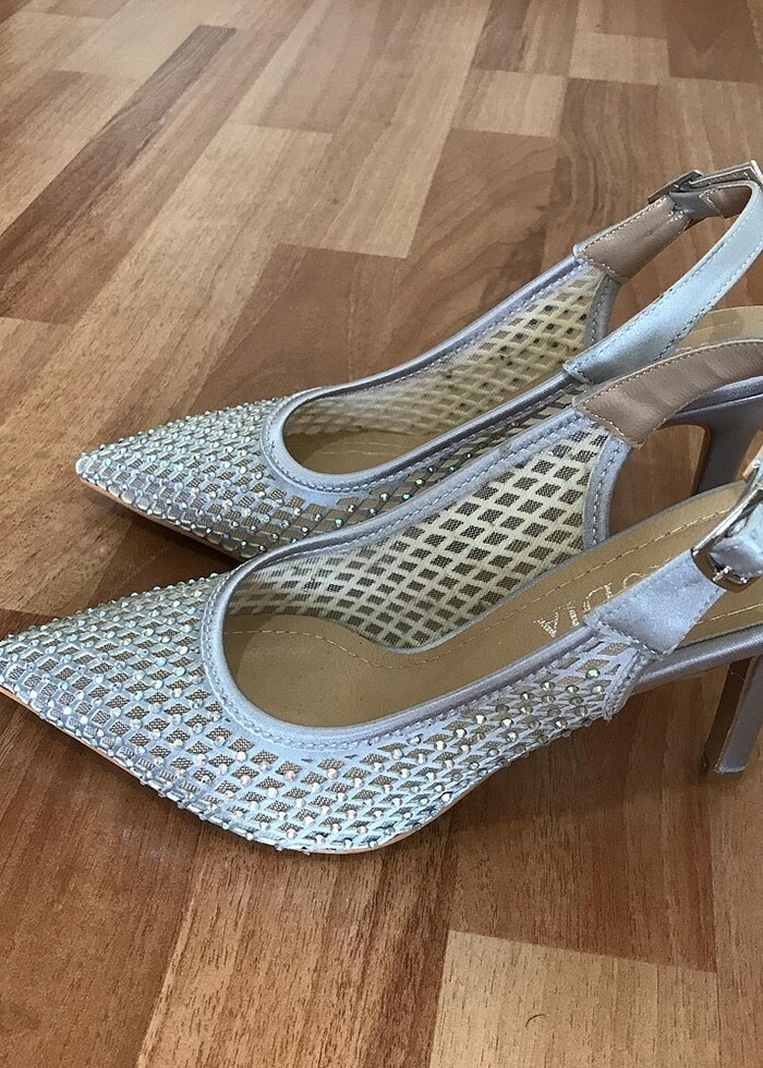 Taşlı abiye topuklu ayakkabı - Görsel 3
