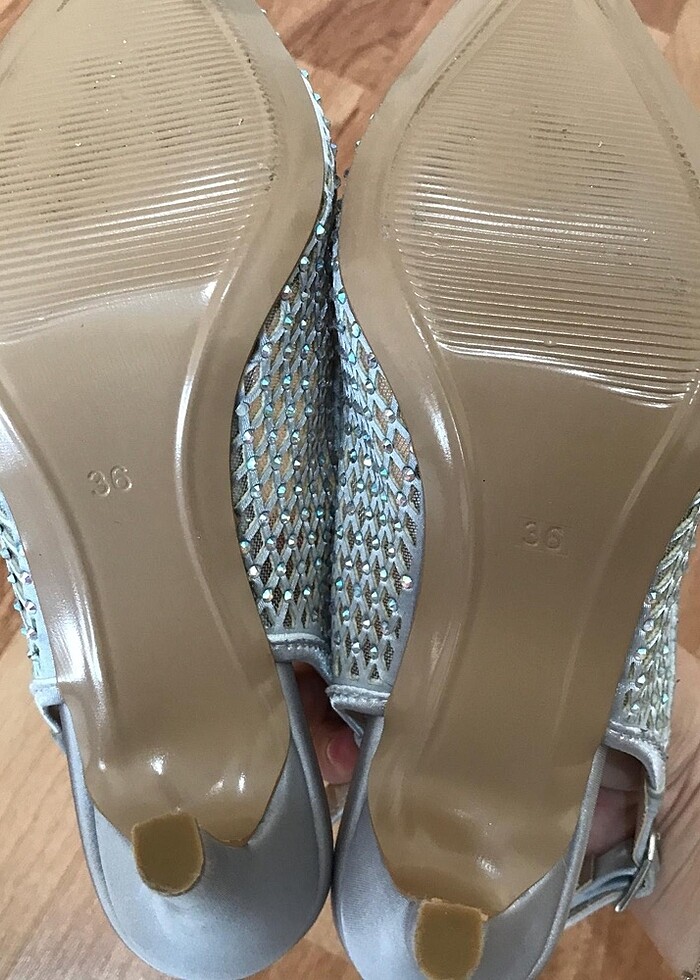 Taşlı abiye topuklu ayakkabı - Görsel 4