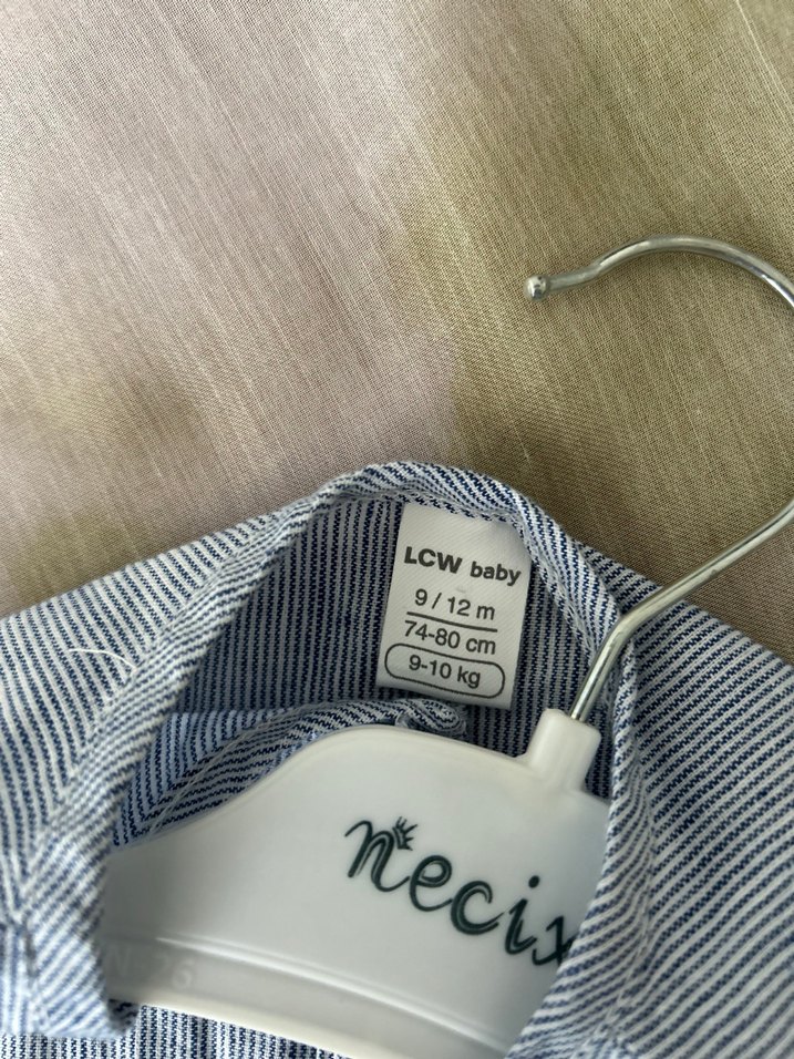 Gri Keten Bebek Tulum V Yakalı - Görsel 2