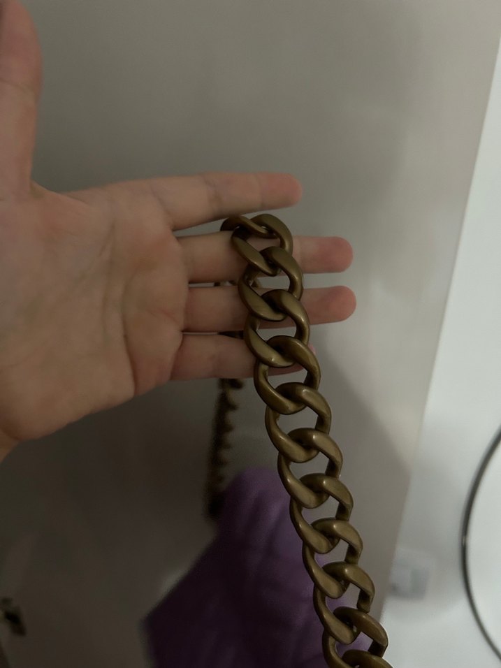 Mor Zincir Detaylı Deri Kadın Çanta - Görsel 3