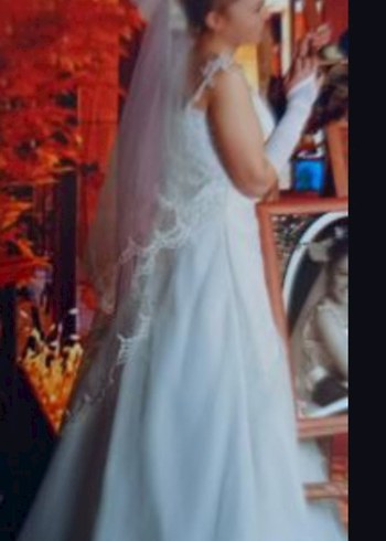 Beyaz Straplez A Kesim Gelinlik - Görsel 3