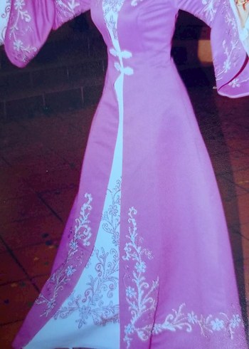 Uzun Kollu fuşya Nakışlı Kadın Bindallı - Görsel 3