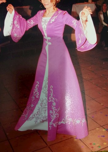 Uzun Kollu fuşya Nakışlı Kadın Bindallı - Görsel 4