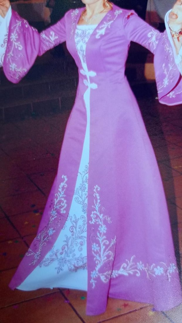 Uzun Kollu fuşya Nakışlı Kadın Bindallı - Görsel 2