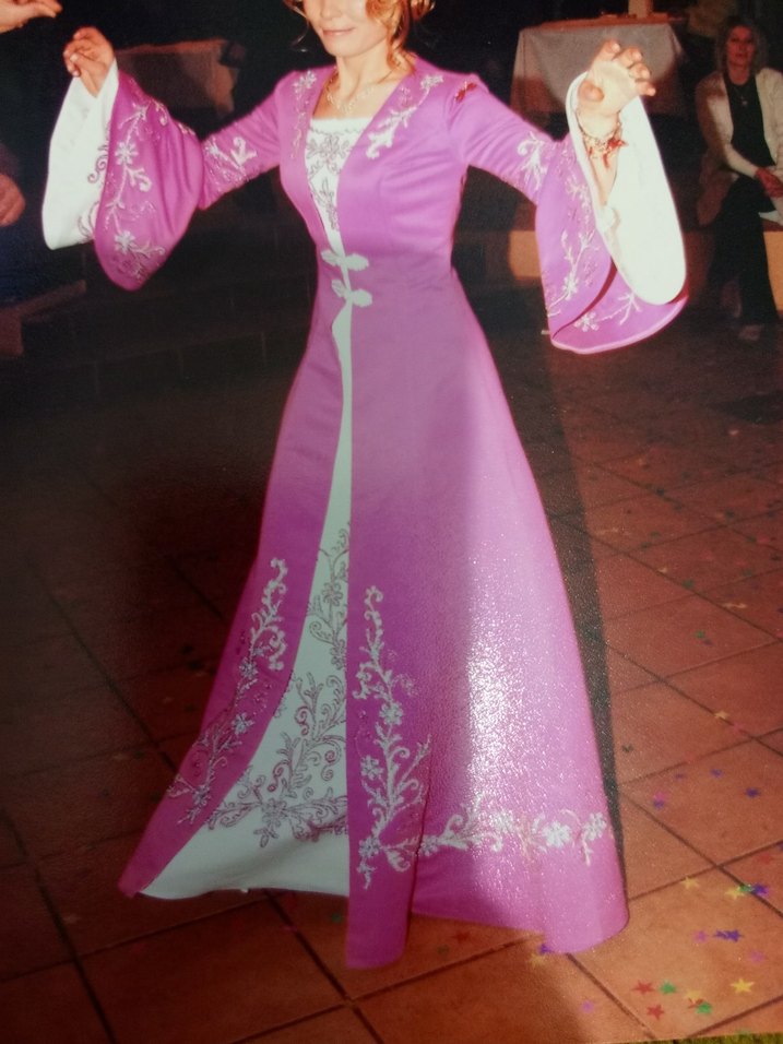 Uzun Kollu fuşya Nakışlı Kadın Bindallı - Görsel 4