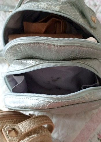 mudo turkuaz Yılan Desenli Deri Sırt Çantası - Görsel 6