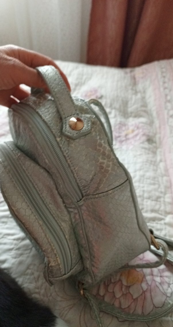 mudo turkuaz Yılan Desenli Deri Sırt Çantası - Görsel 2