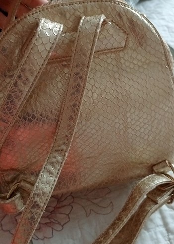 mudo Altın Renkli Yılan Derisi Desenli Kadın Çanta - Görsel 3