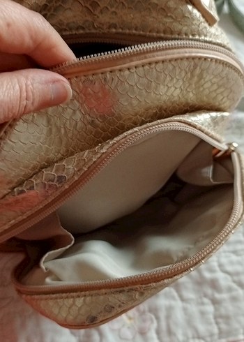 mudo Altın Renkli Yılan Derisi Desenli Kadın Çanta - Görsel 4