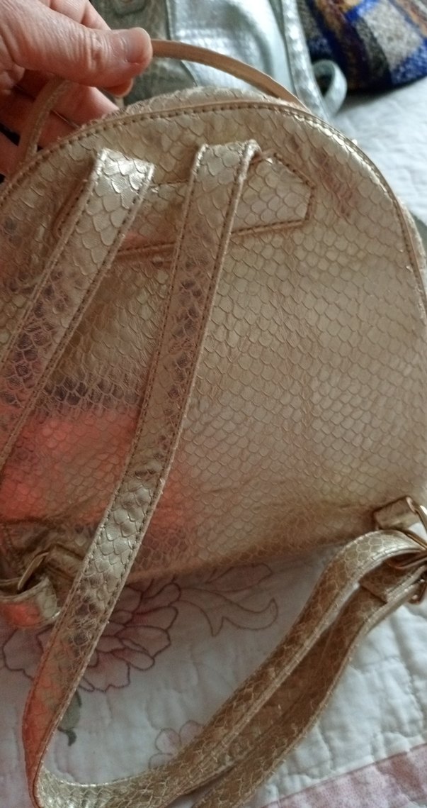 mudo Altın Renkli Yılan Derisi Desenli Kadın Çanta - Görsel 3