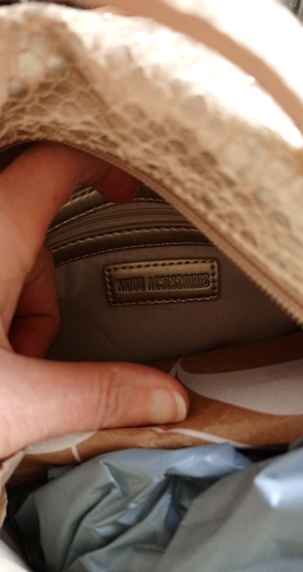 mudo Altın Renkli Yılan Derisi Desenli Kadın Çanta - Görsel 5