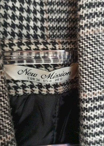 Düğmeli Gri Ekose Kadın Blazer - Görsel 2