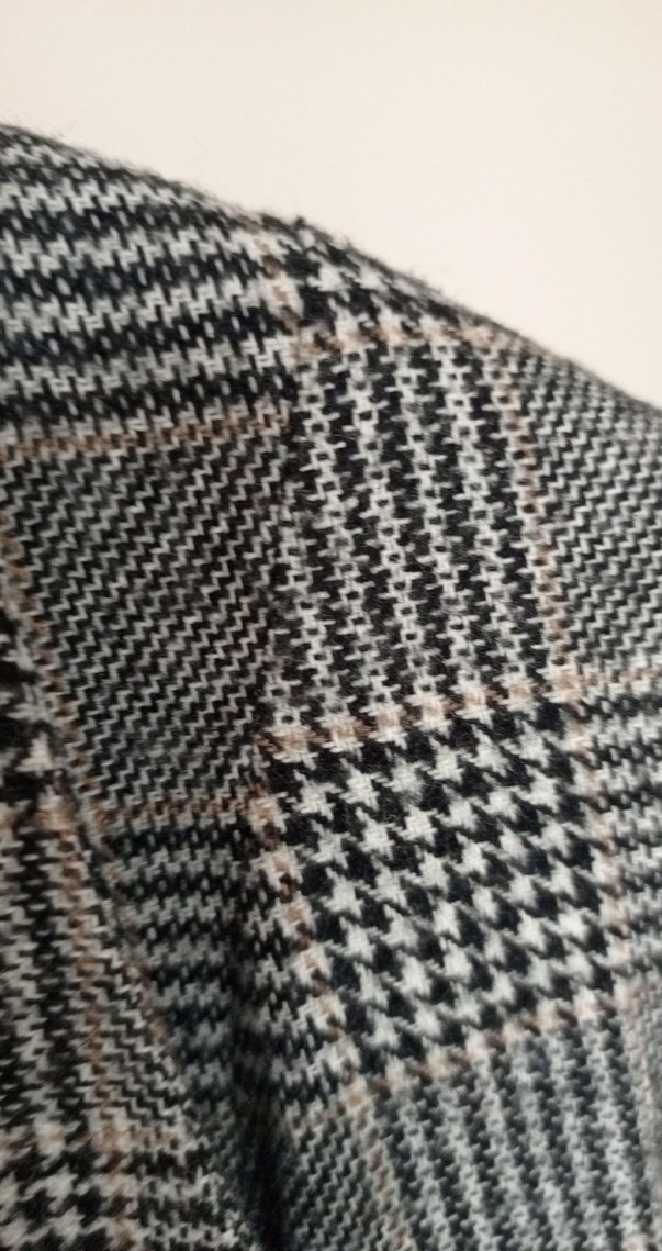 Düğmeli Gri Ekose Kadın Blazer - Görsel 3