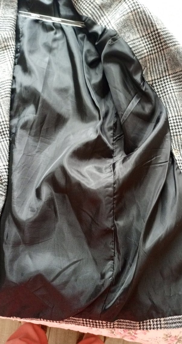 Düğmeli Gri Ekose Kadın Blazer - Görsel 5