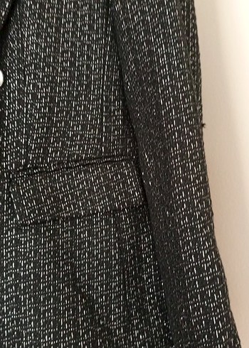 Desenli Siyah Düğmeli Kadın Blazer Ceket - Görsel 4