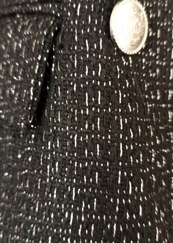 Desenli Siyah Düğmeli Kadın Blazer Ceket - Görsel 3