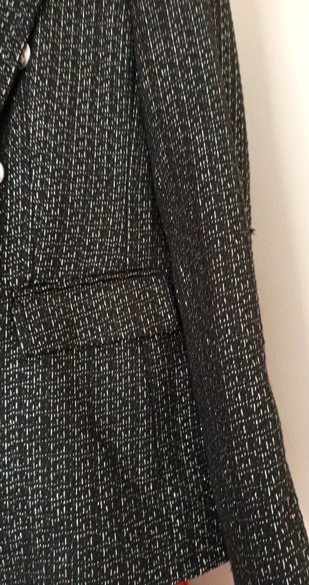 Desenli Siyah Düğmeli Kadın Blazer Ceket - Görsel 4