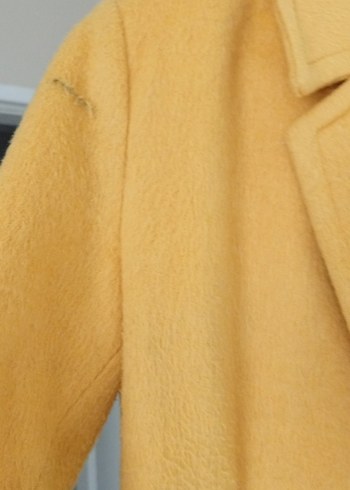 Sarı Düğmeli Midi Kadın kaşe Kaban - Görsel 2