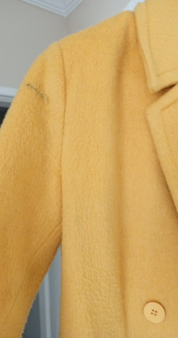 Sarı Düğmeli Midi Kadın kaşe Kaban - Görsel 2