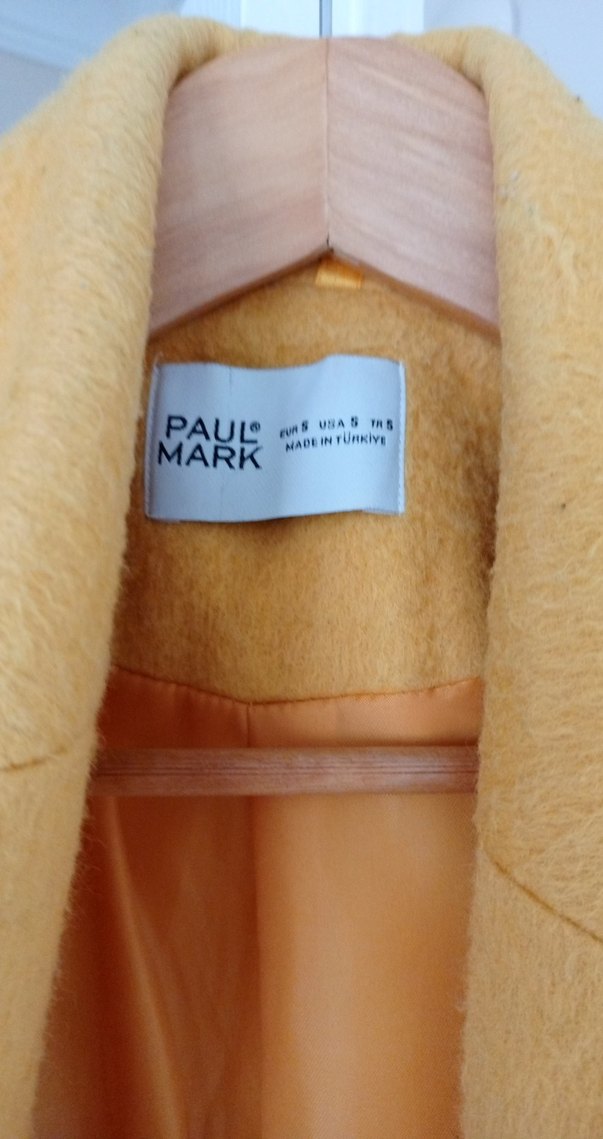 Sarı Düğmeli Midi Kadın kaşe Kaban - Görsel 3