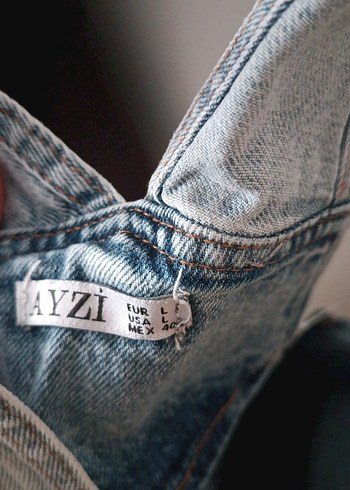 Kadın Mavi Kot Tulum Midi Boy Askılı - Görsel 3