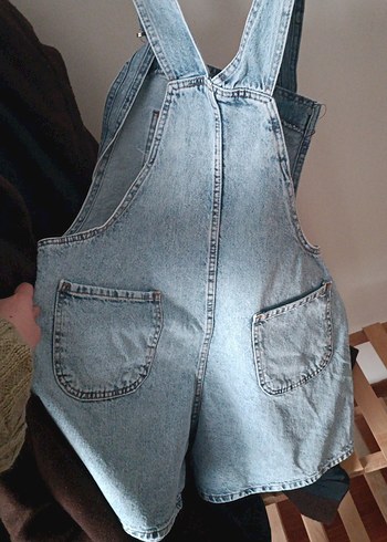 Kadın Mavi Kot Tulum Midi Boy Askılı - Görsel 2