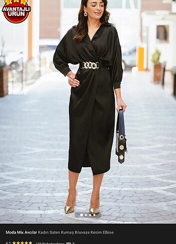 Yırtmaçlı saten siyah elbise - Görsel 2