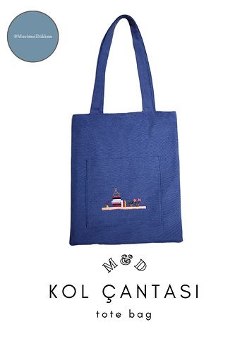 Tote mavi duck kumaş kol Çanta