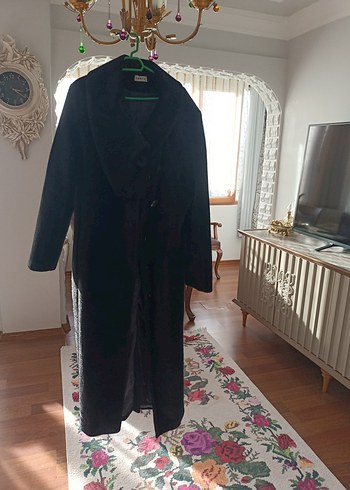 Siyah tay tüyü kaban manto - Görsel 4