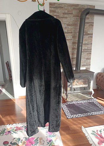 Siyah tay tüyü kaban manto - Görsel 6