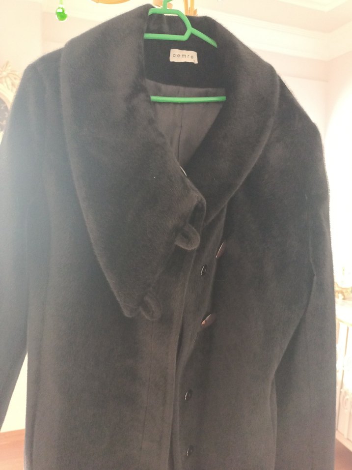 Siyah tay tüyü kaban manto - Görsel 3