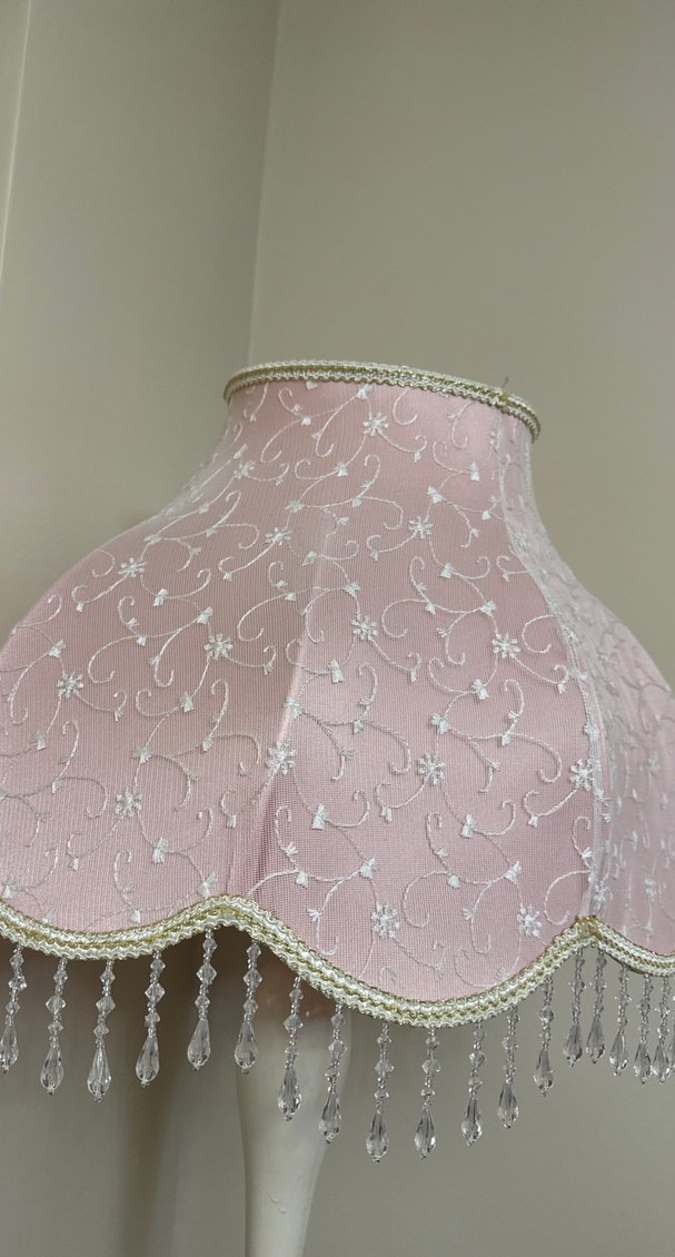 Pembe Nakışlı Pastel Abajur - Görsel 4