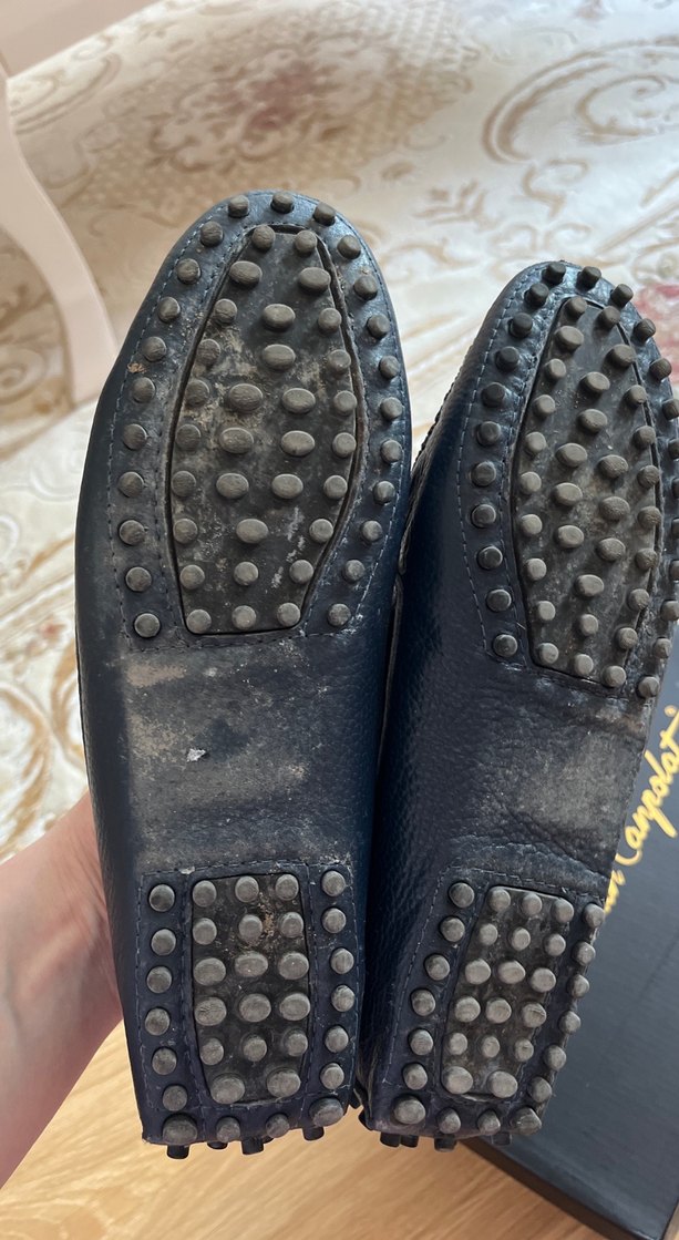 Klasik Mavi Deri Tokalı Kadın Babet - Görsel 4